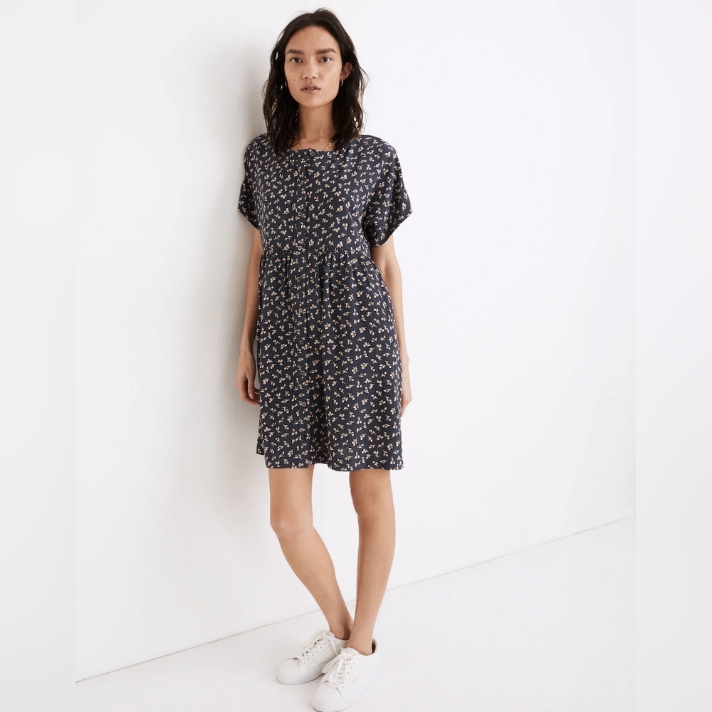 Madewell Short Sleeve Button Front Mini Dress Spring Fling Medium